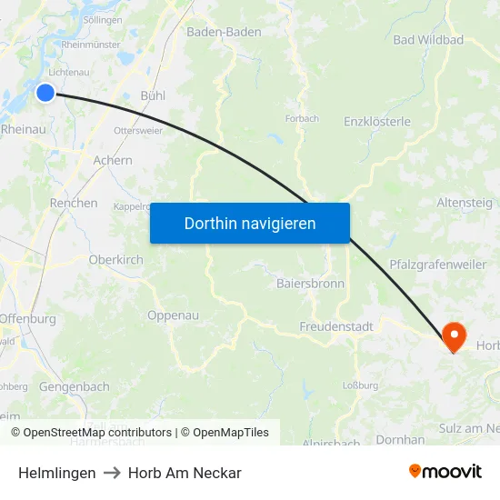 Helmlingen to Horb Am Neckar map