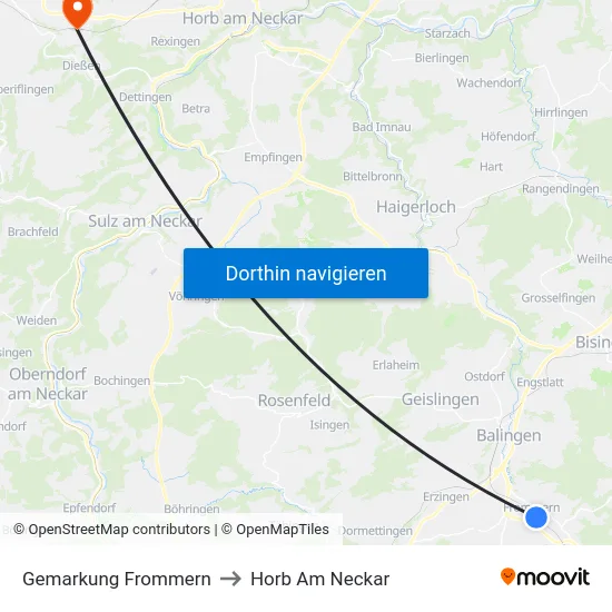 Gemarkung Frommern to Horb Am Neckar map