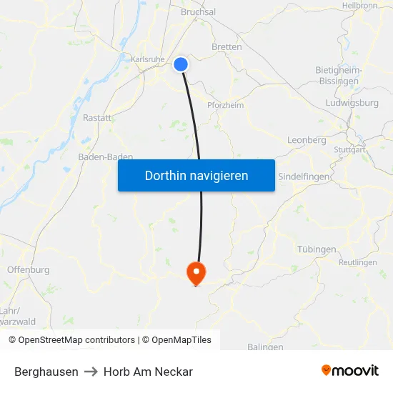 Berghausen to Horb Am Neckar map