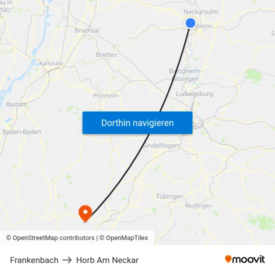 Frankenbach to Horb Am Neckar map