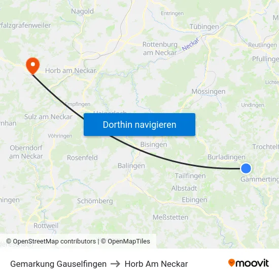 Gemarkung Gauselfingen to Horb Am Neckar map