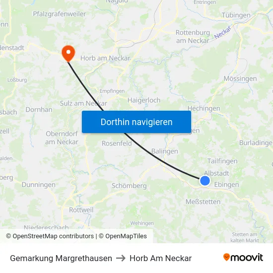 Gemarkung Margrethausen to Horb Am Neckar map