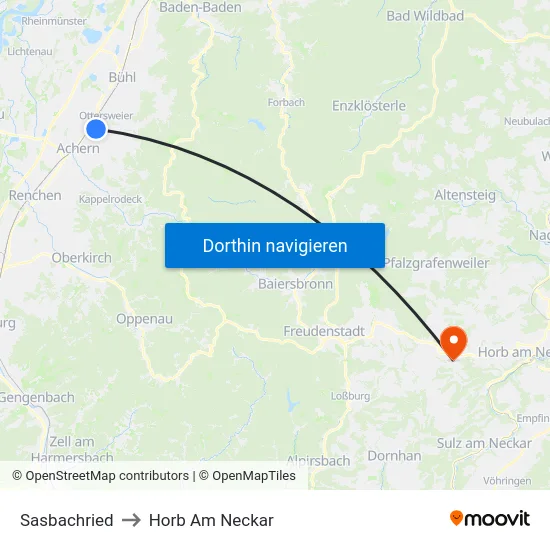 Sasbachried to Horb Am Neckar map