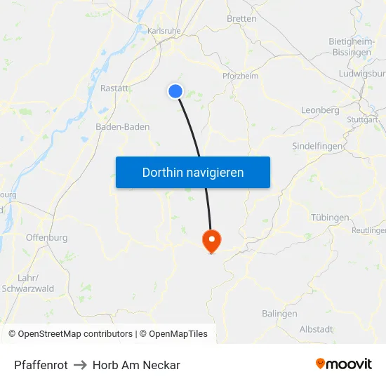 Pfaffenrot to Horb Am Neckar map