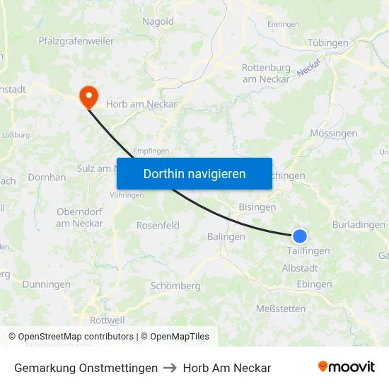 Gemarkung Onstmettingen to Horb Am Neckar map