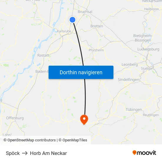 Spöck to Horb Am Neckar map