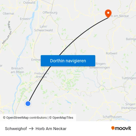 Schweighof to Horb Am Neckar map