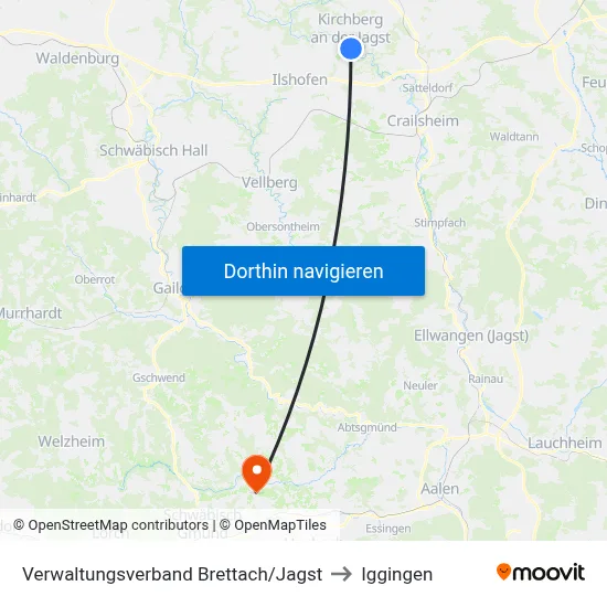Verwaltungsverband Brettach/Jagst to Iggingen map
