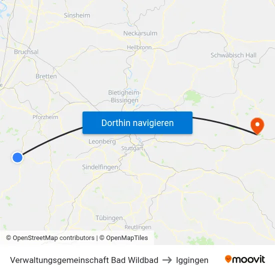 Verwaltungsgemeinschaft Bad Wildbad to Iggingen map