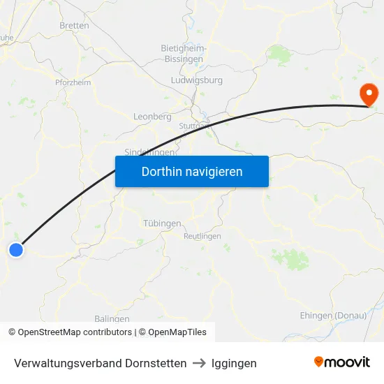 Verwaltungsverband Dornstetten to Iggingen map