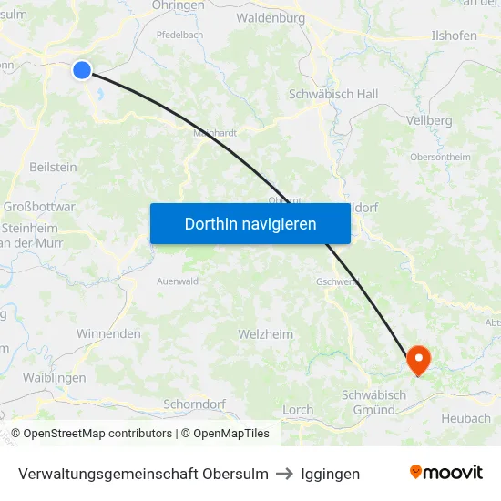 Verwaltungsgemeinschaft Obersulm to Iggingen map
