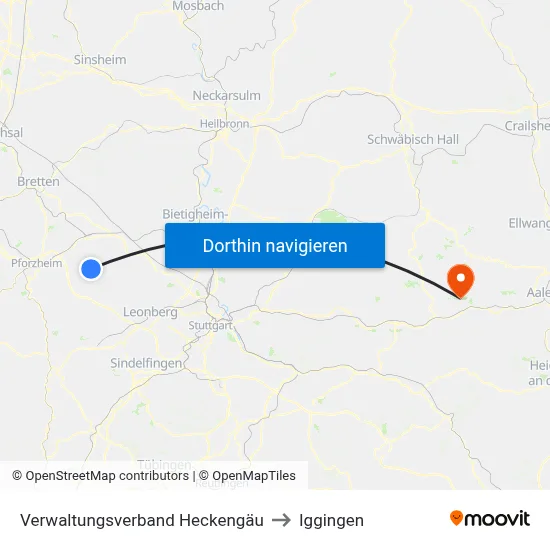 Verwaltungsverband Heckengäu to Iggingen map