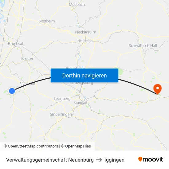 Verwaltungsgemeinschaft Neuenbürg to Iggingen map