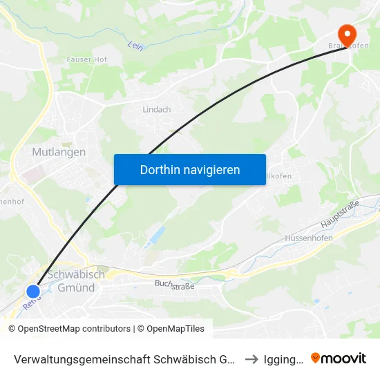 Verwaltungsgemeinschaft Schwäbisch Gmünd to Iggingen map