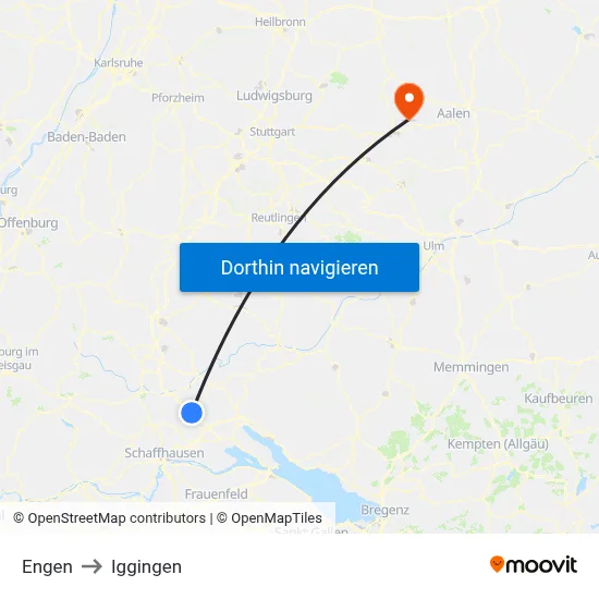Engen to Iggingen map
