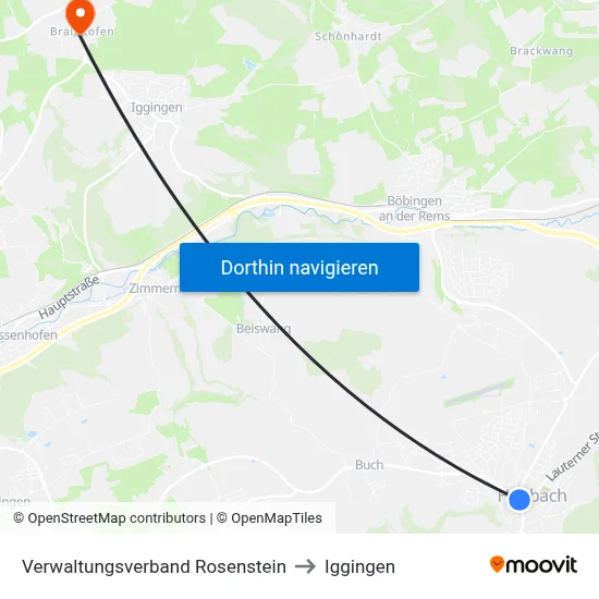 Verwaltungsverband Rosenstein to Iggingen map