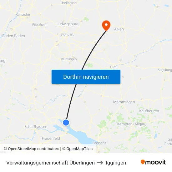 Verwaltungsgemeinschaft Überlingen to Iggingen map