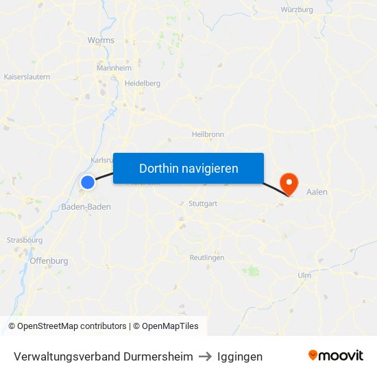 Verwaltungsverband Durmersheim to Iggingen map