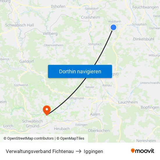 Verwaltungsverband Fichtenau to Iggingen map