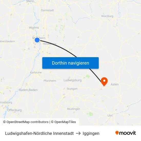 Ludwigshafen-Nördliche Innenstadt to Iggingen map