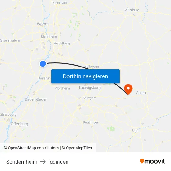 Sondernheim to Iggingen map
