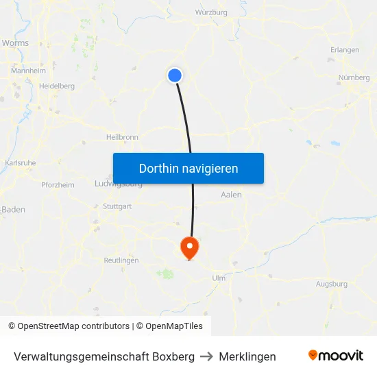 Verwaltungsgemeinschaft Boxberg to Merklingen map
