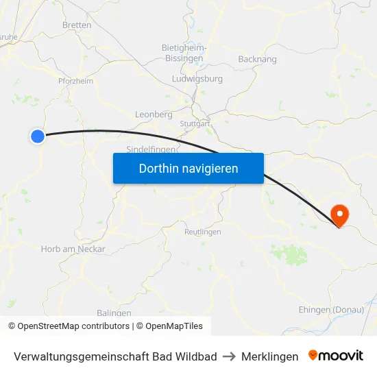 Verwaltungsgemeinschaft Bad Wildbad to Merklingen map