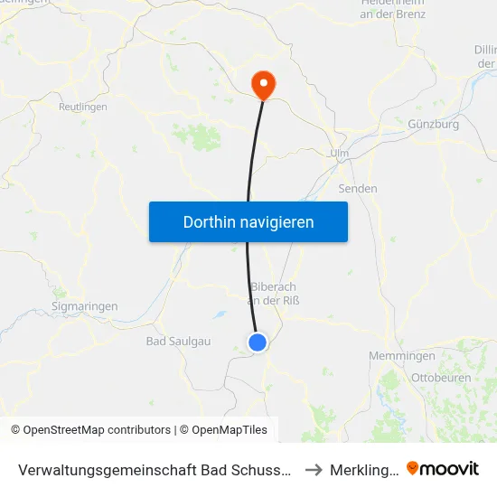 Verwaltungsgemeinschaft Bad Schussenried to Merklingen map