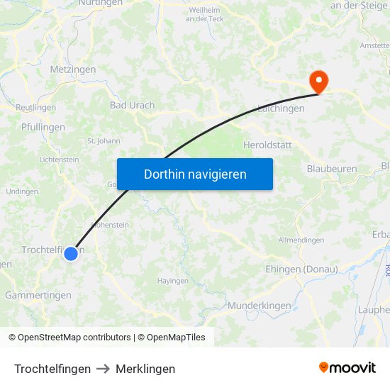 Trochtelfingen to Merklingen map