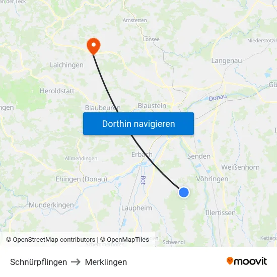 Schnürpflingen to Merklingen map