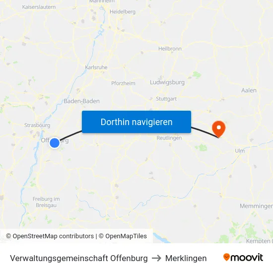 Verwaltungsgemeinschaft Offenburg to Merklingen map