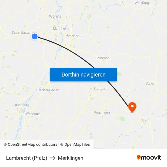 Lambrecht (Pfalz) to Merklingen map