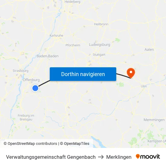 Verwaltungsgemeinschaft Gengenbach to Merklingen map