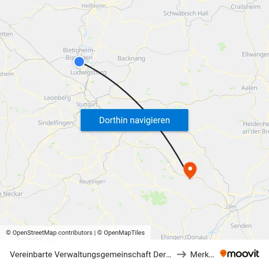 Vereinbarte Verwaltungsgemeinschaft Der Stadt Bietigheim-Bissingen to Merklingen map