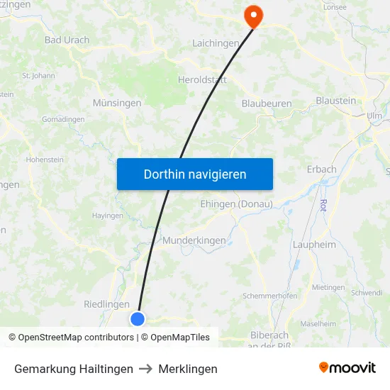 Gemarkung Hailtingen to Merklingen map