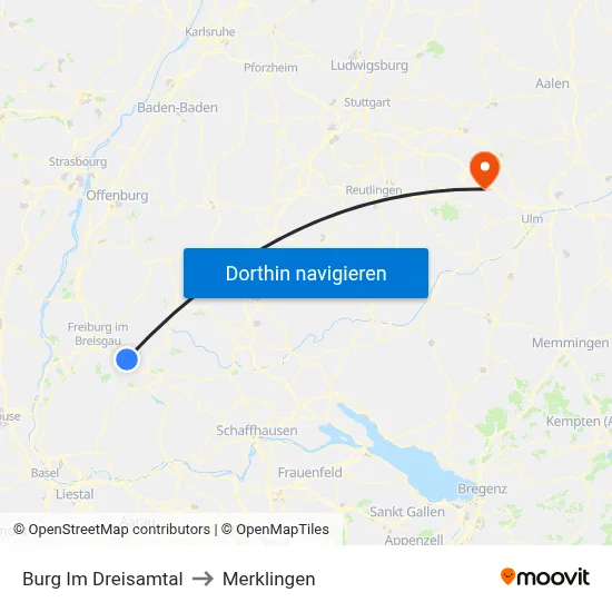 Burg Im Dreisamtal to Merklingen map
