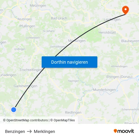 Benzingen to Merklingen map
