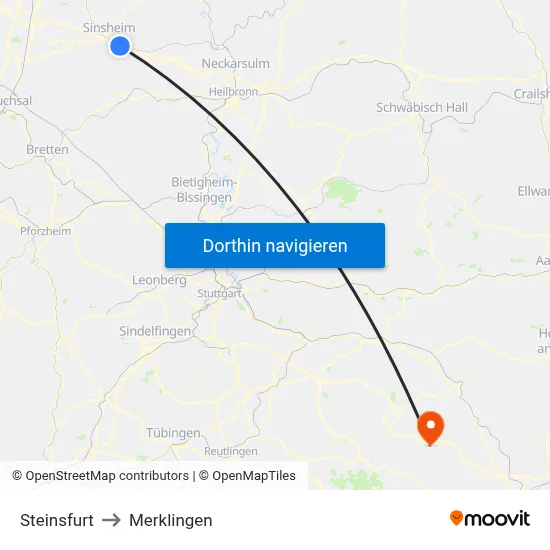 Steinsfurt to Merklingen map