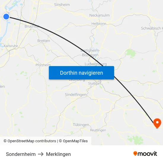 Sondernheim to Merklingen map
