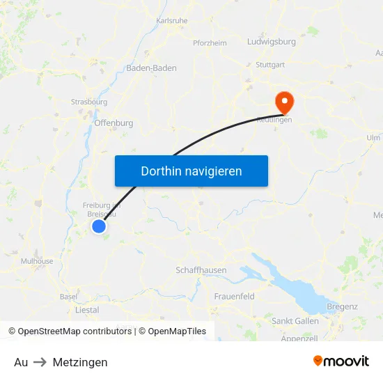 Au to Metzingen map
