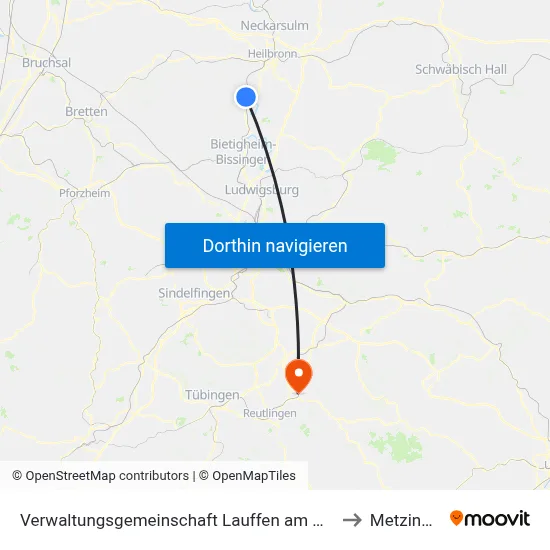 Verwaltungsgemeinschaft Lauffen am Neckar to Metzingen map