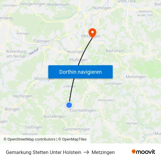Gemarkung Stetten Unter Holstein to Metzingen map