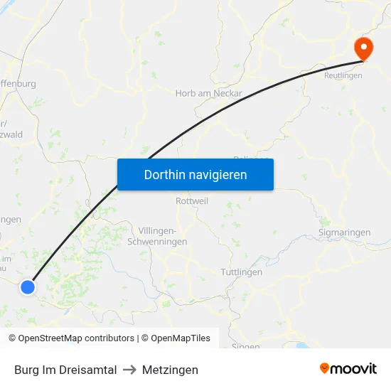 Burg Im Dreisamtal to Metzingen map