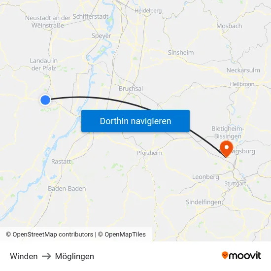 Winden to Möglingen map