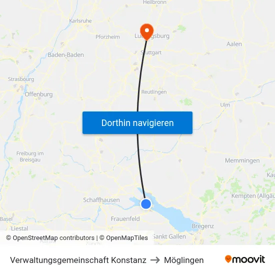 Verwaltungsgemeinschaft Konstanz to Möglingen map