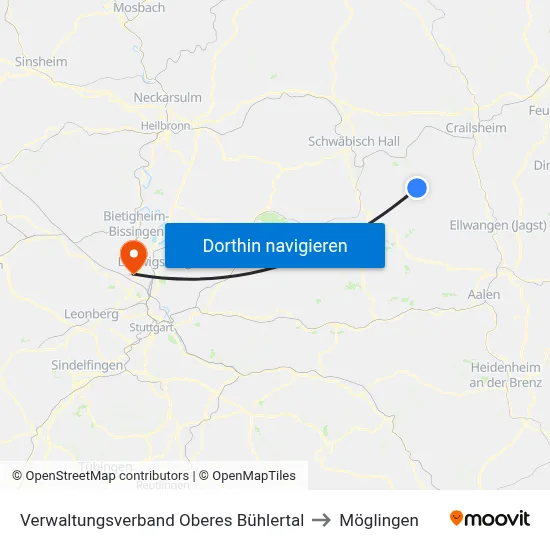 Verwaltungsverband Oberes Bühlertal to Möglingen map