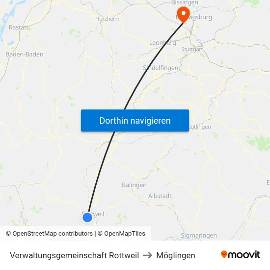 Verwaltungsgemeinschaft Rottweil to Möglingen map