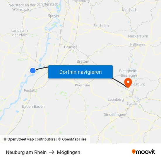 Neuburg am Rhein to Möglingen map