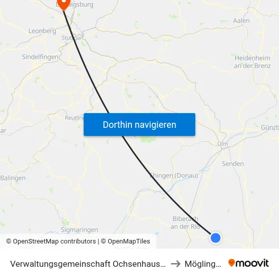 Verwaltungsgemeinschaft Ochsenhausen to Möglingen map