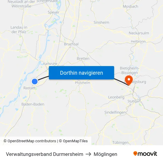 Verwaltungsverband Durmersheim to Möglingen map